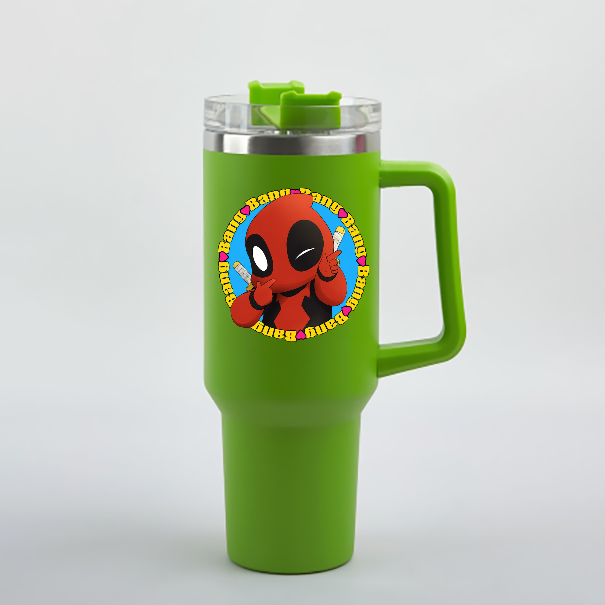 （画像用） Deadpool デッドプール 1200mL車用タンブラー - クリスタルステッカー（プラスチックストロー付き）